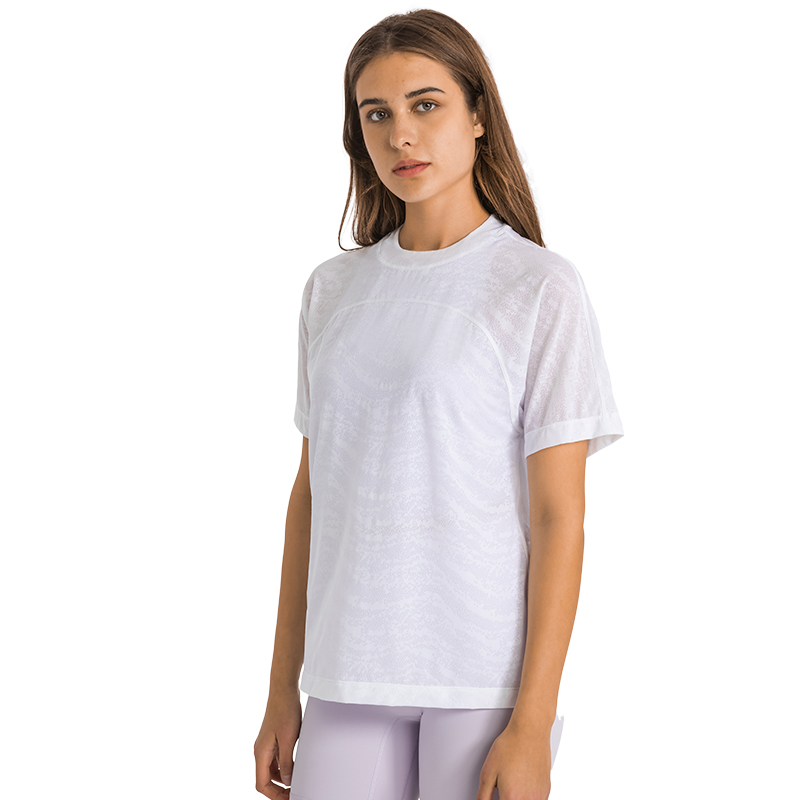 DS181 yoga top with short sleeve for jacquard fabric