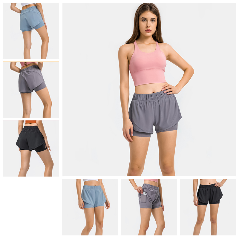 DK176  Super soft and light Gym shorts with inner tights wholesale